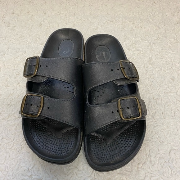 WOMENS slides sandals black rubber size 8.5 - Picture 2 of 8